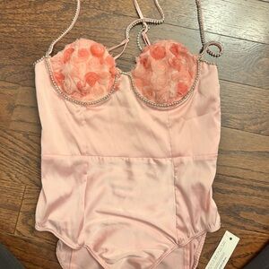 For Love and Lemons Pink Sparkle Bodysuit